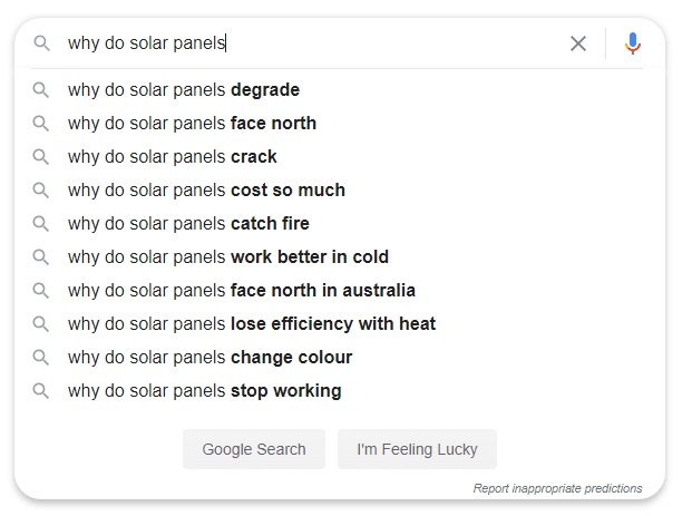 Why do solar panels google search