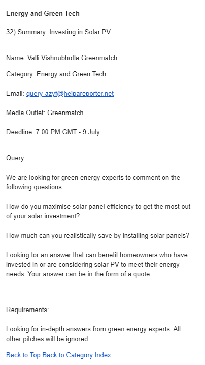 HARO example of Green Tech