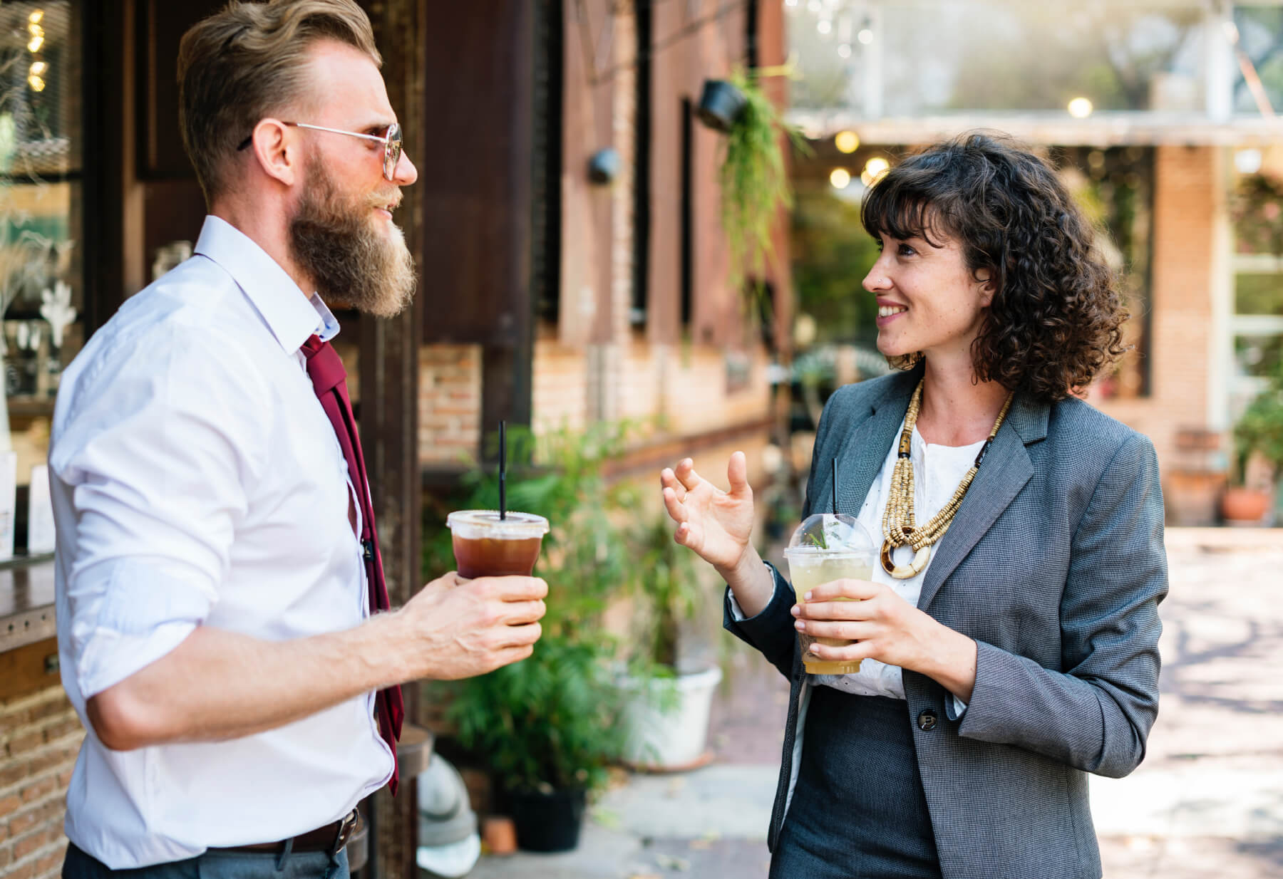 People talking while driking tea