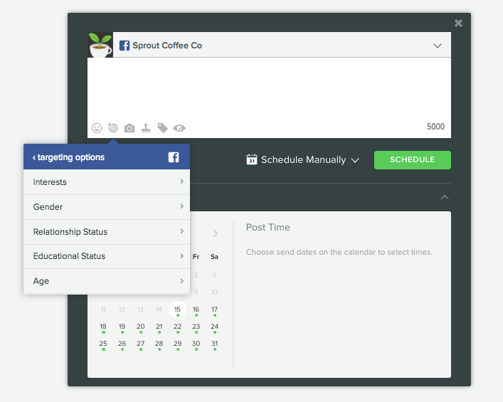 facebook post targeting sprout social