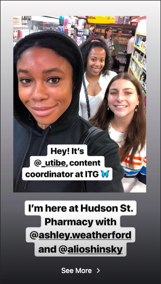 into the gloss employee IG story example