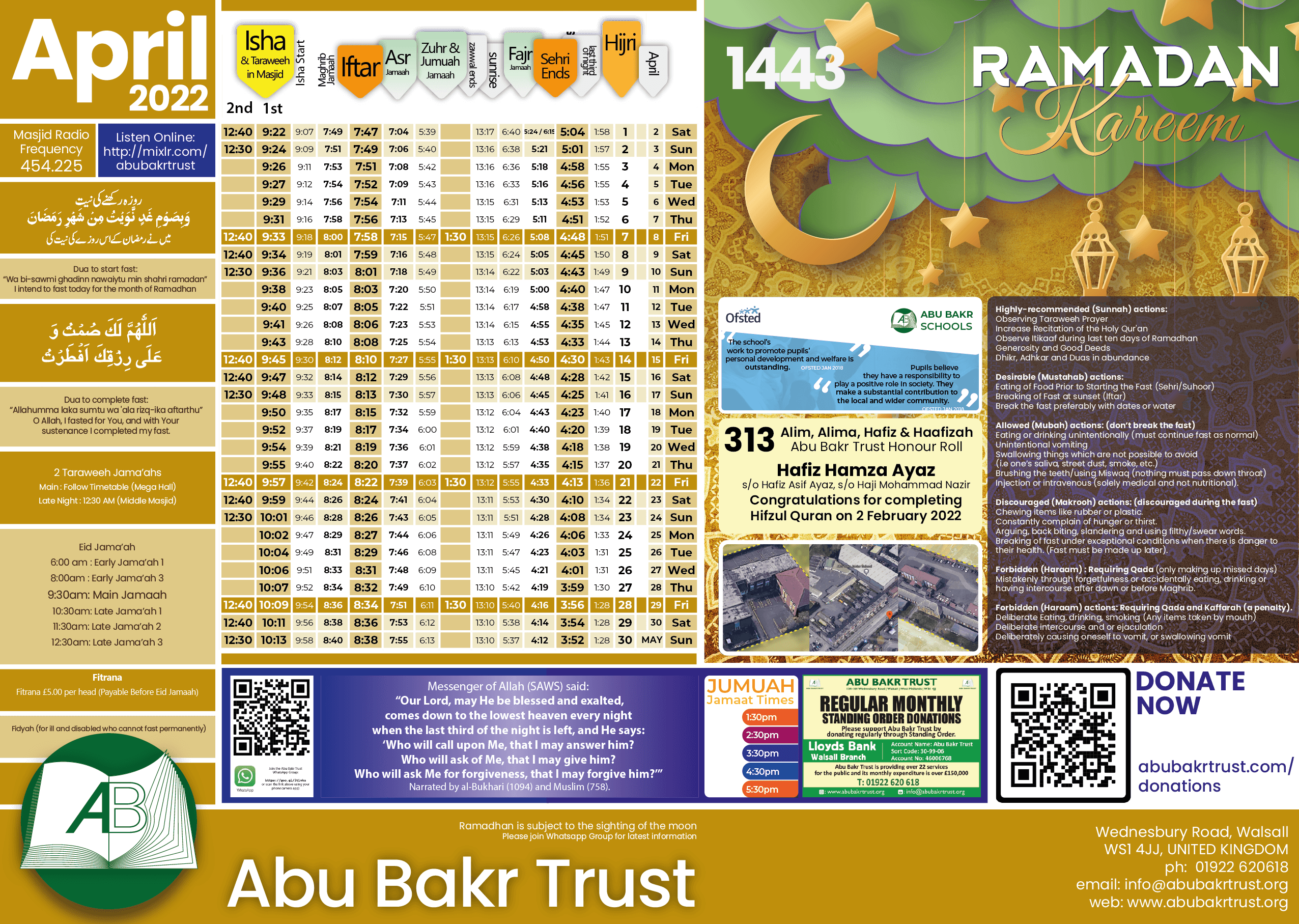 Abu Bakr Trust, Walsall UK