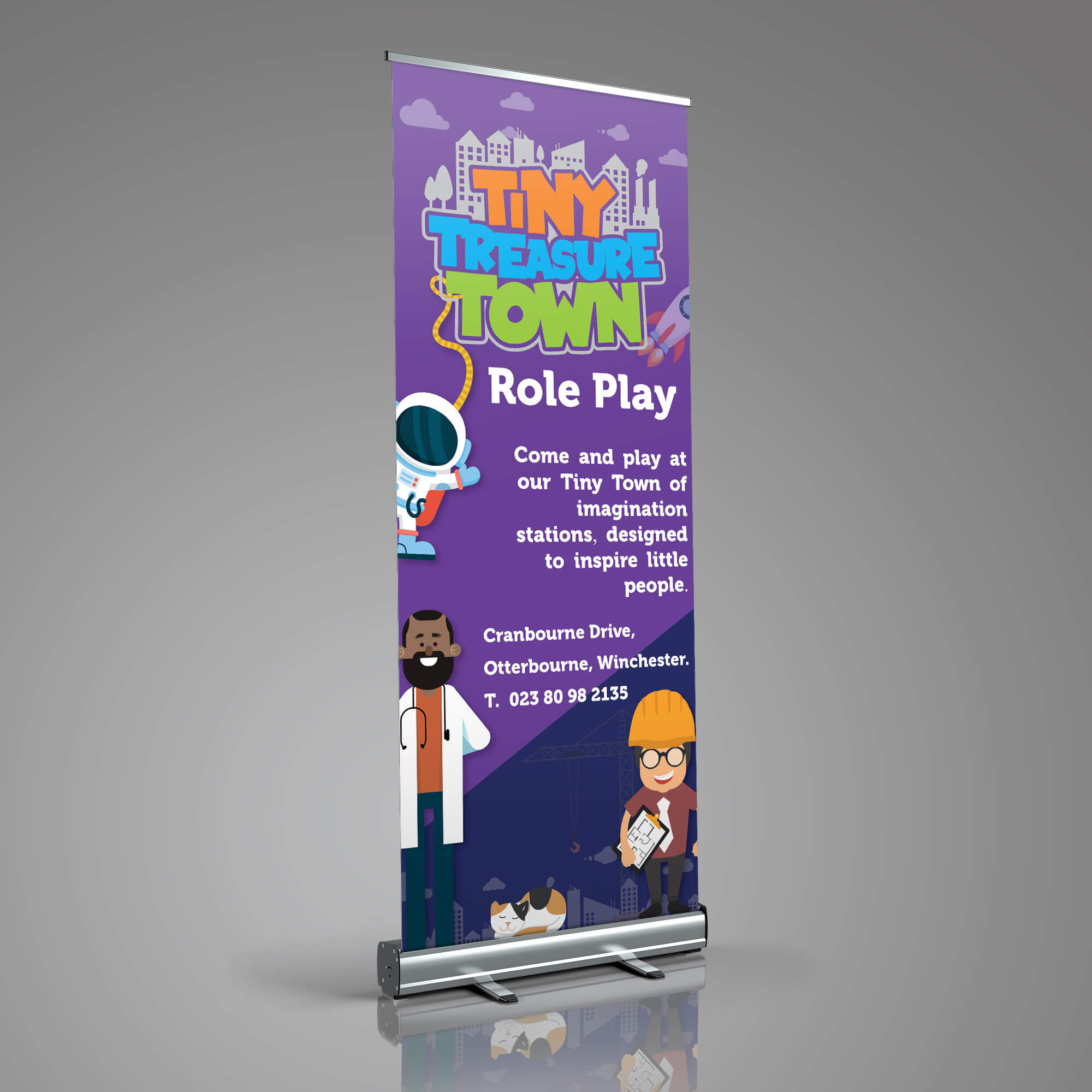 Tiny Treasure Town roll up banner design