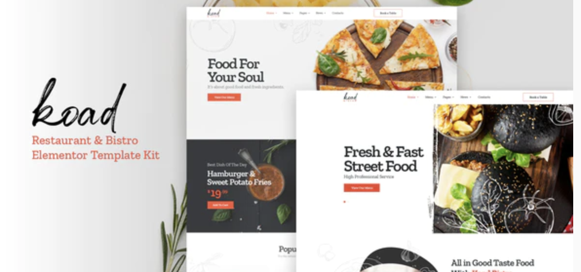 Koad – Restaurant & Bistro Elementor Template Kits Koad – Restaurant & Bistro Elementor Template Kits