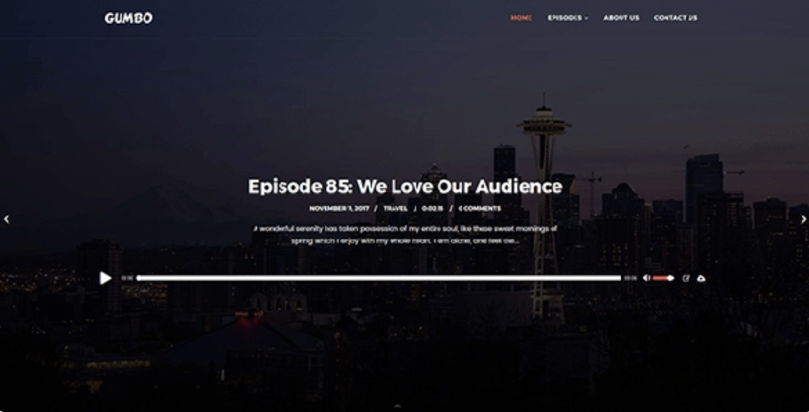 Gumbo Podcasting WordPress Theme
