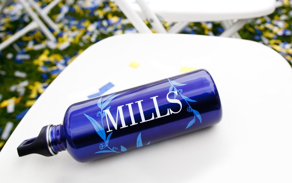 Mills College water bottle image
