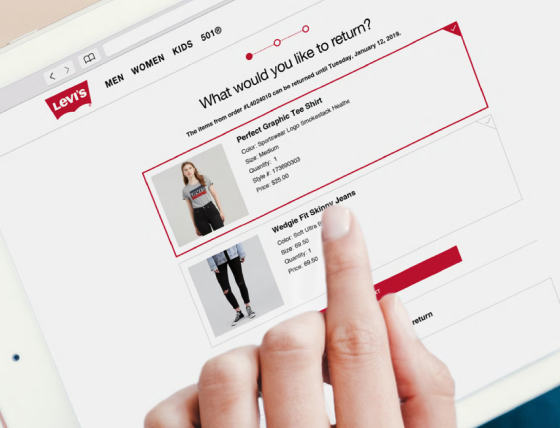 Screenshot of Narvar Returns and Exchanges on tablet