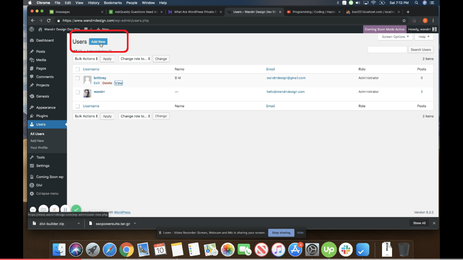 It will display all your current users. You need to create a new user to get the username that you want. Do that by clicking 