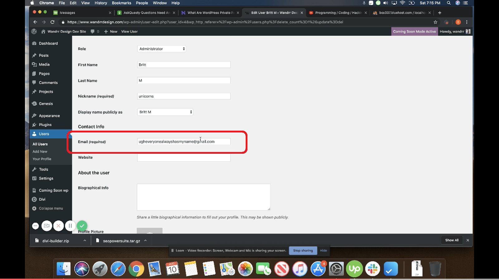 Scroll down to the part where the email is located, then enter your desired email address. You can now use the email address from the deleted user account.