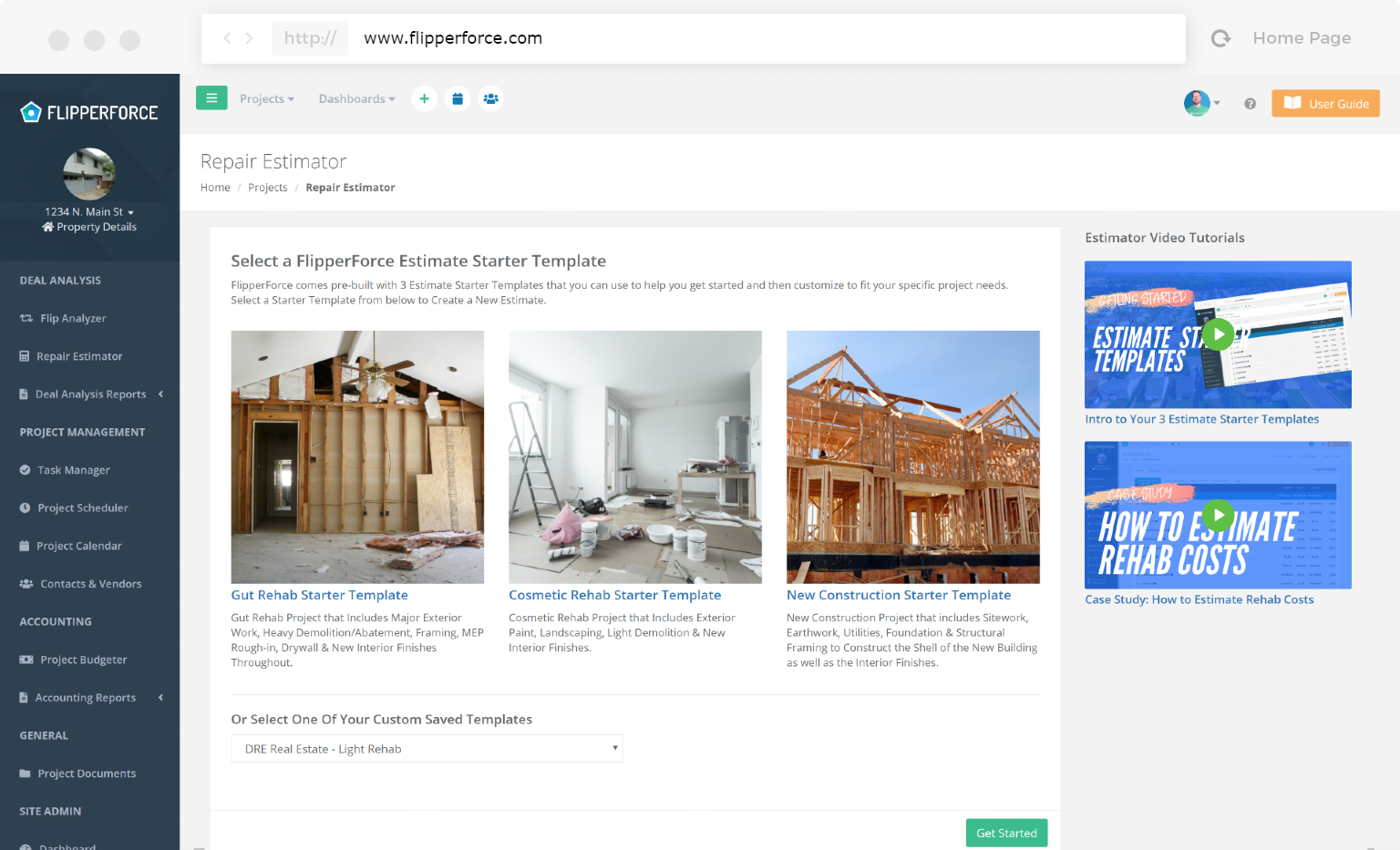 Rehab Estimator Tool Starter Templates