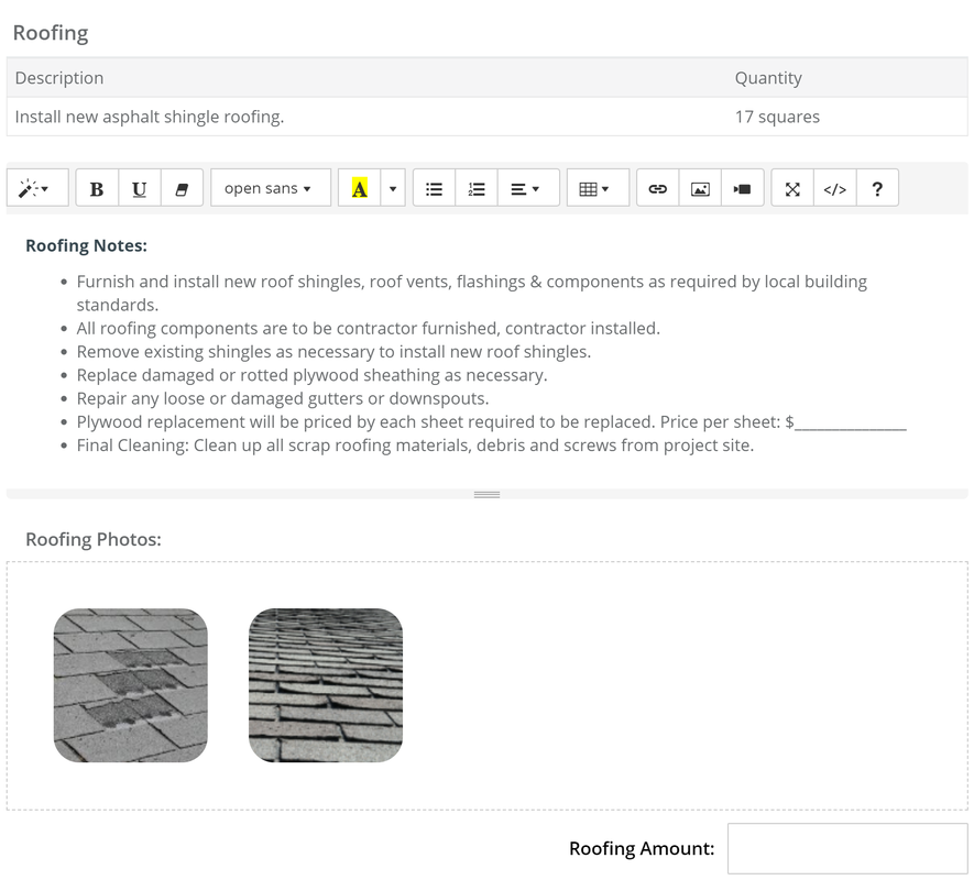 Roofing Scope of Work Notes