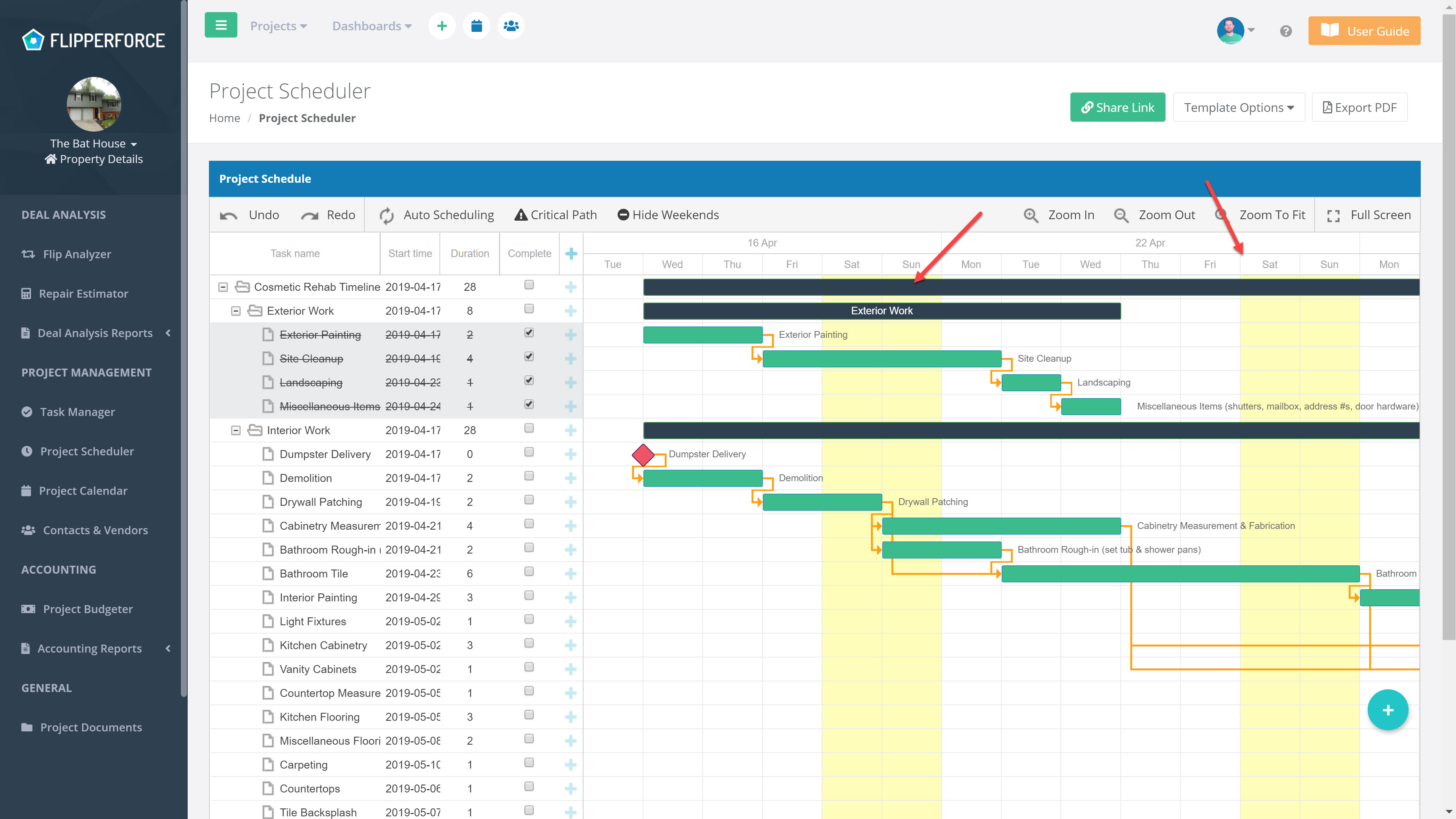 Rehab Project Management Scheduler
