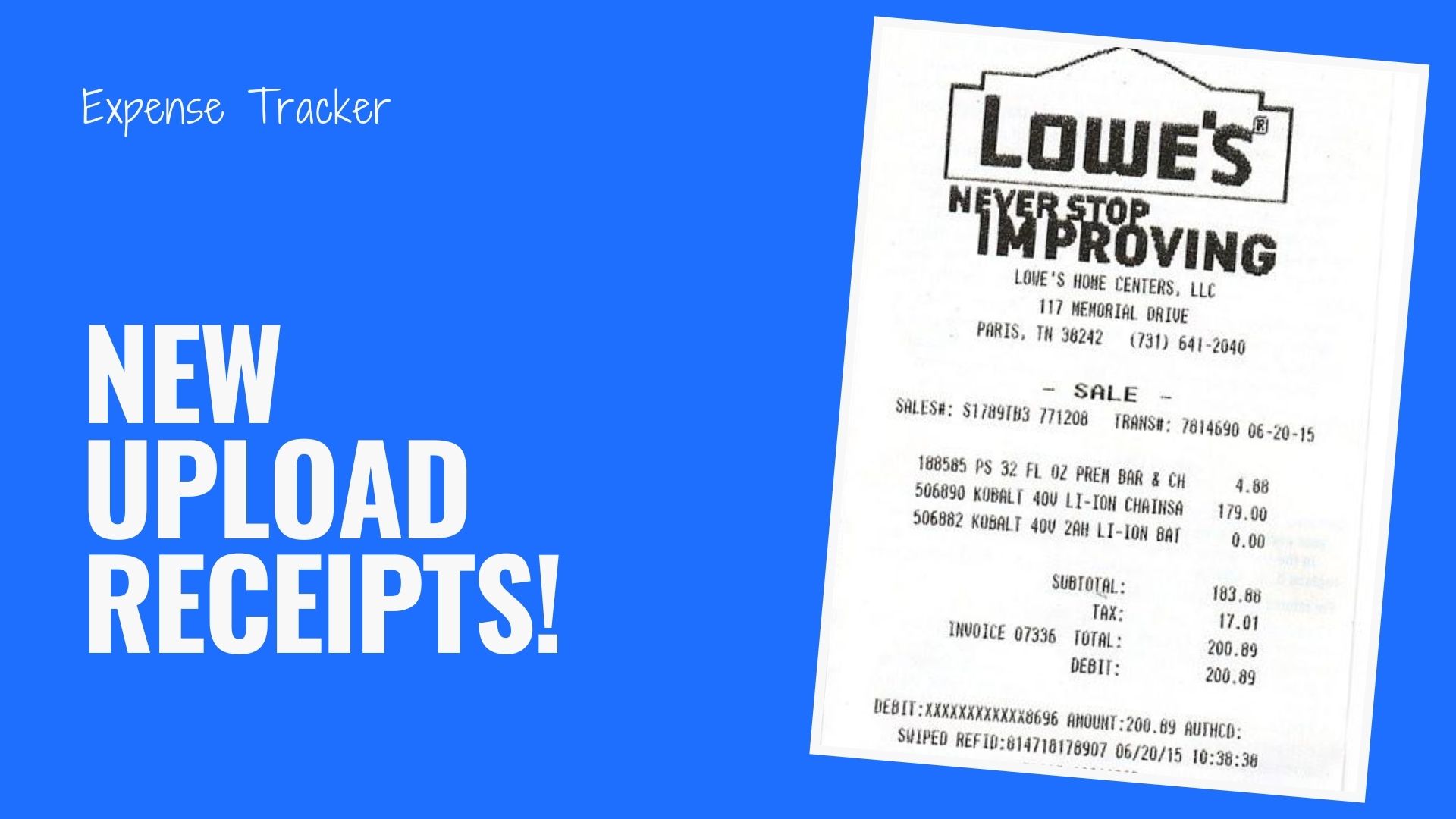 New Upload Receipts and Invoice Images to the Expense Tracker!
