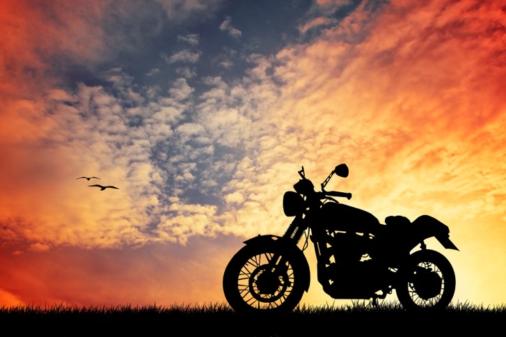 bike hanging out by the sunset