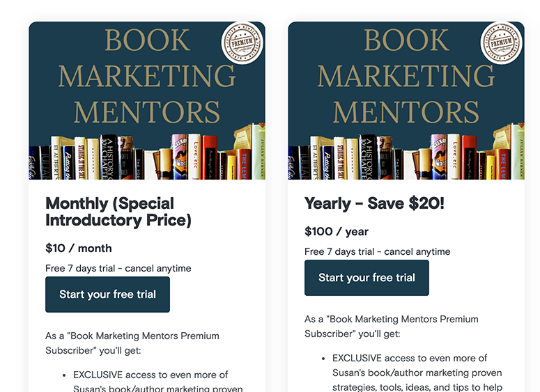 free podcast subscription trial for Book Marketing Mentors