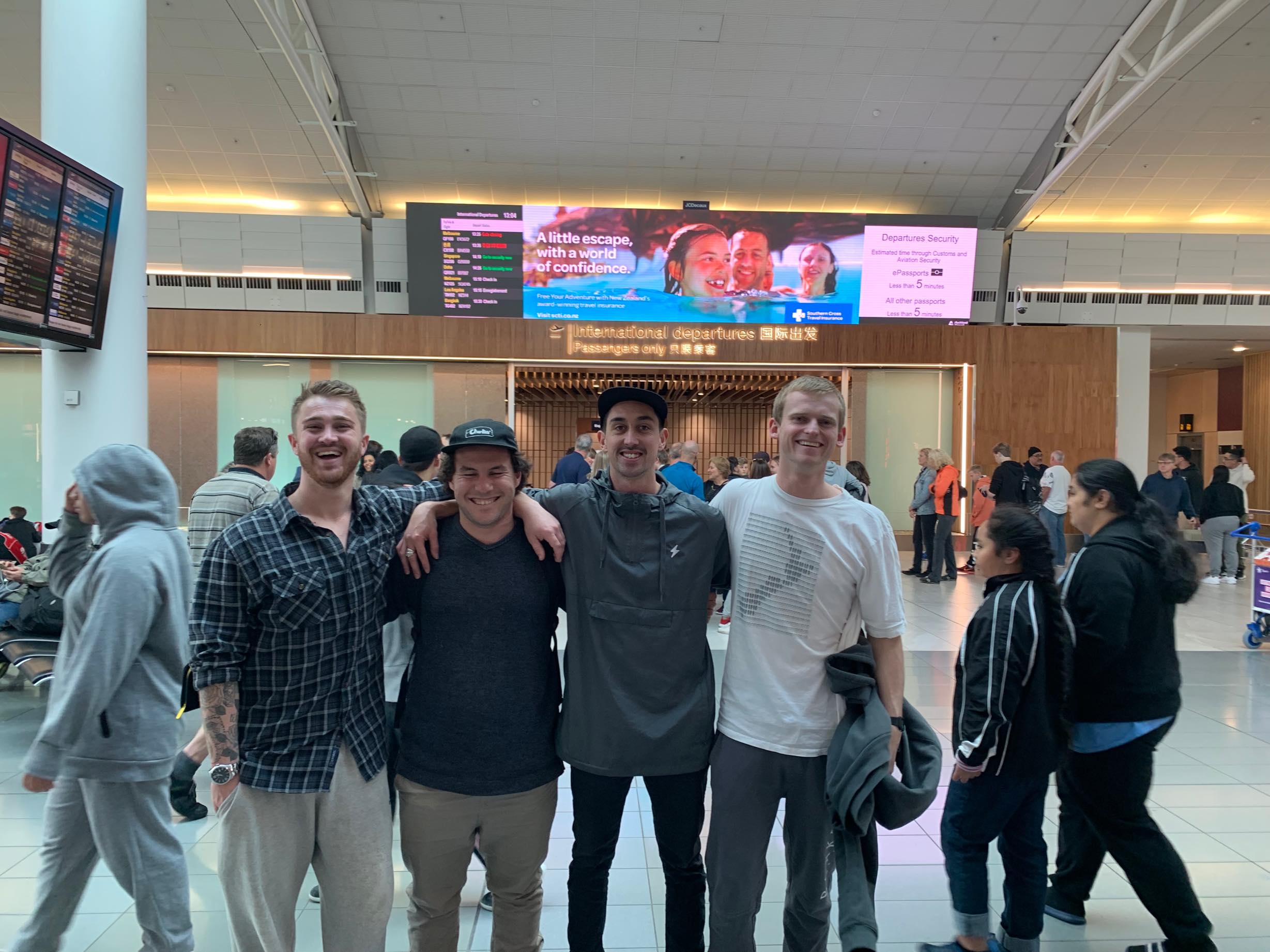  The boys flying out from Auckland Airport. 