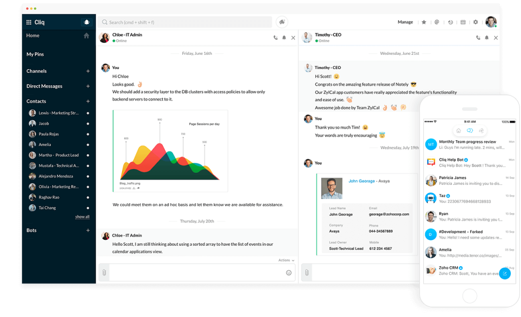 A screenshot of Zoho's Cliq