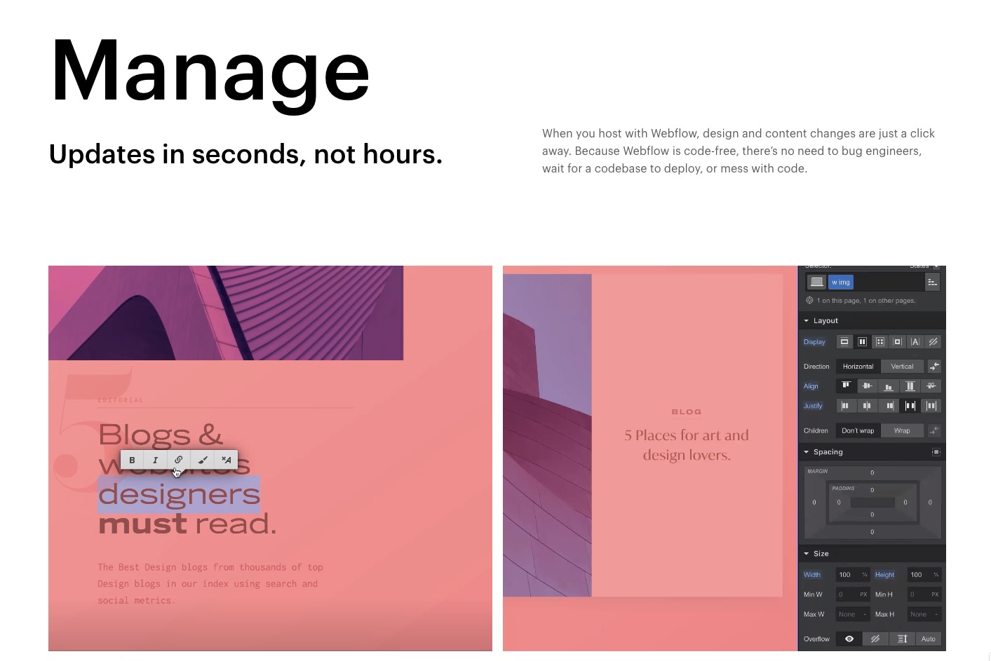 Webflow makes hosting easy