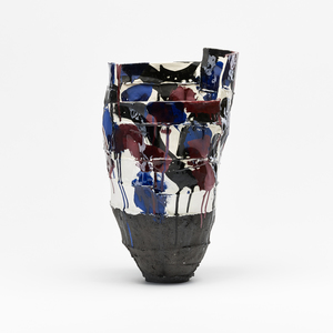 Elke Sada, Aythya (Hallstattpiece), 2014, Porcelain and Black, Grogged Clay, handbuilt, Coloured Slips, Partly Glazed. Courtesy of Ceramic Art London. (1).jpg
