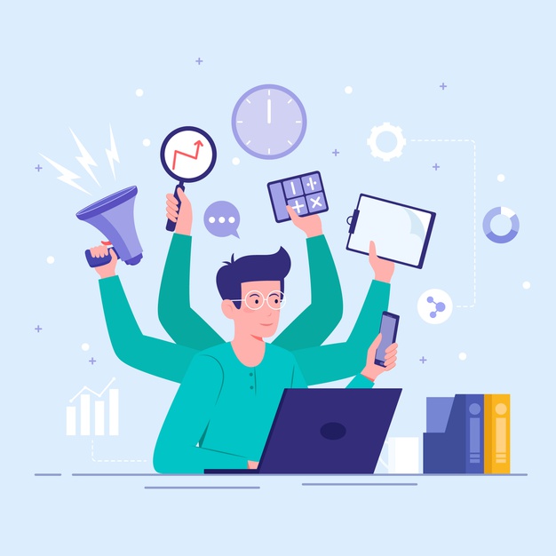Multitasking concept Free Vector