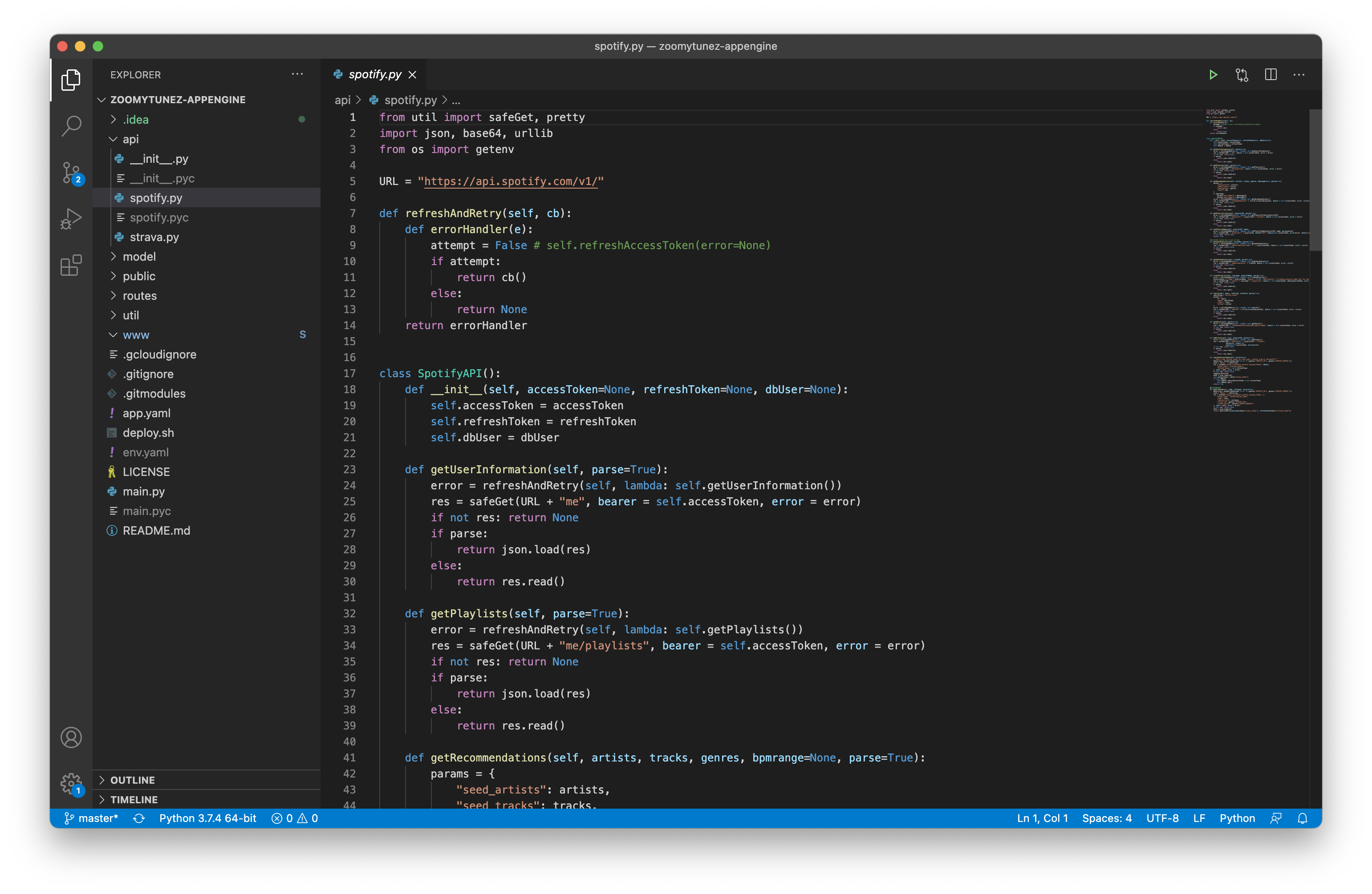 Screenshot of code