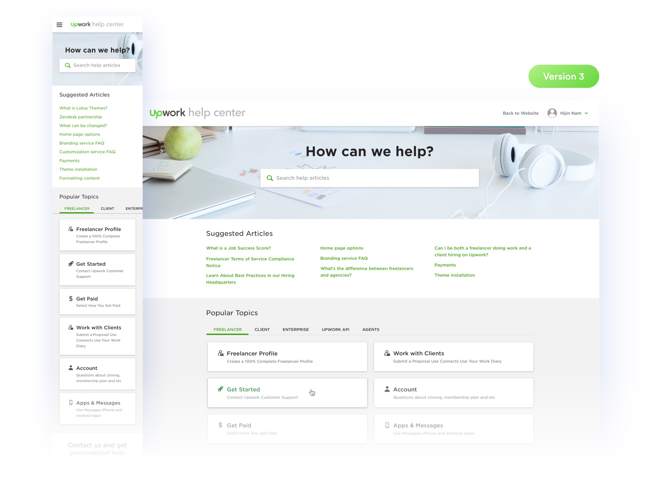 Upwork Help Center Redesign
