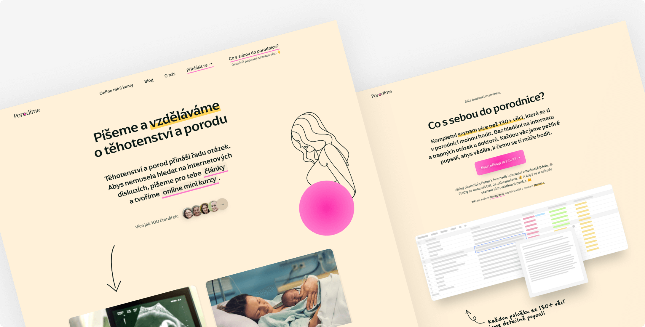 Ukázka návrhu web Porodíme