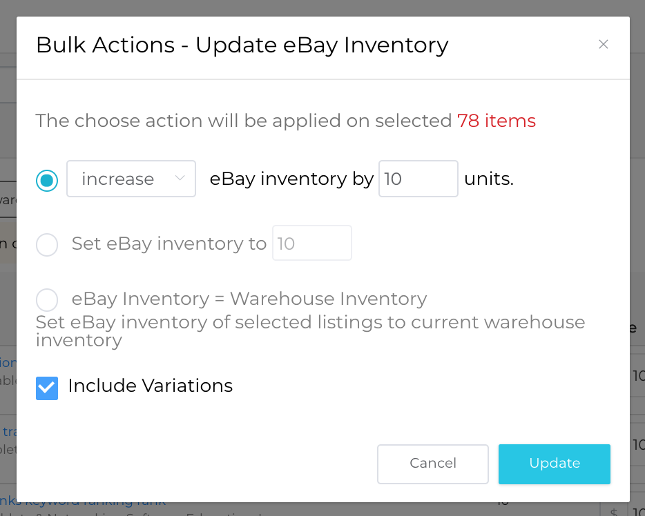 ebay seller tools inventory update