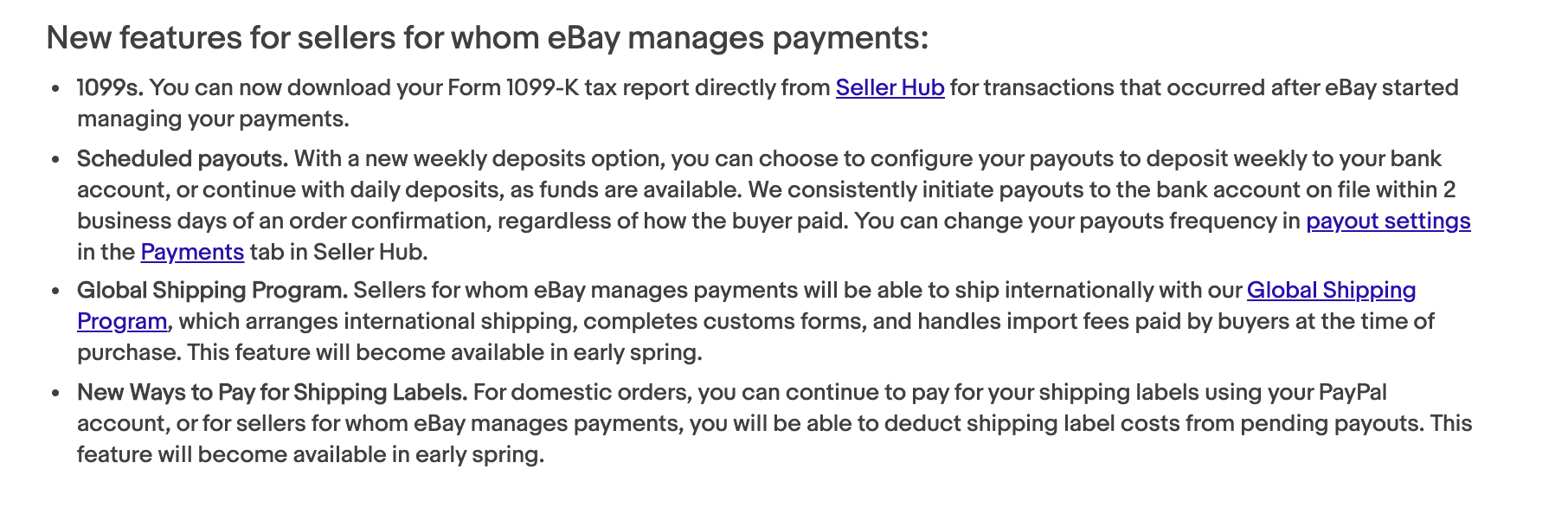 ebay managed payments update