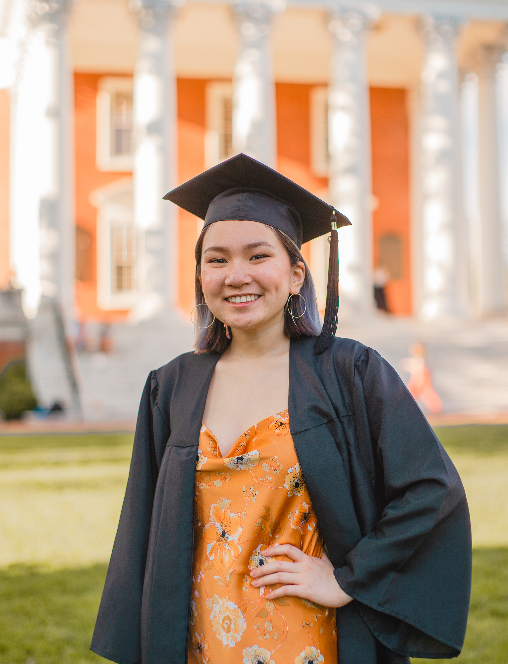 A portrait of Britney wearing a cap and gown.