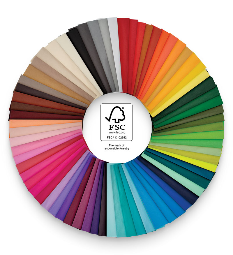 All Seaman Paper SatinWrap solid color tissue papers are now FSC