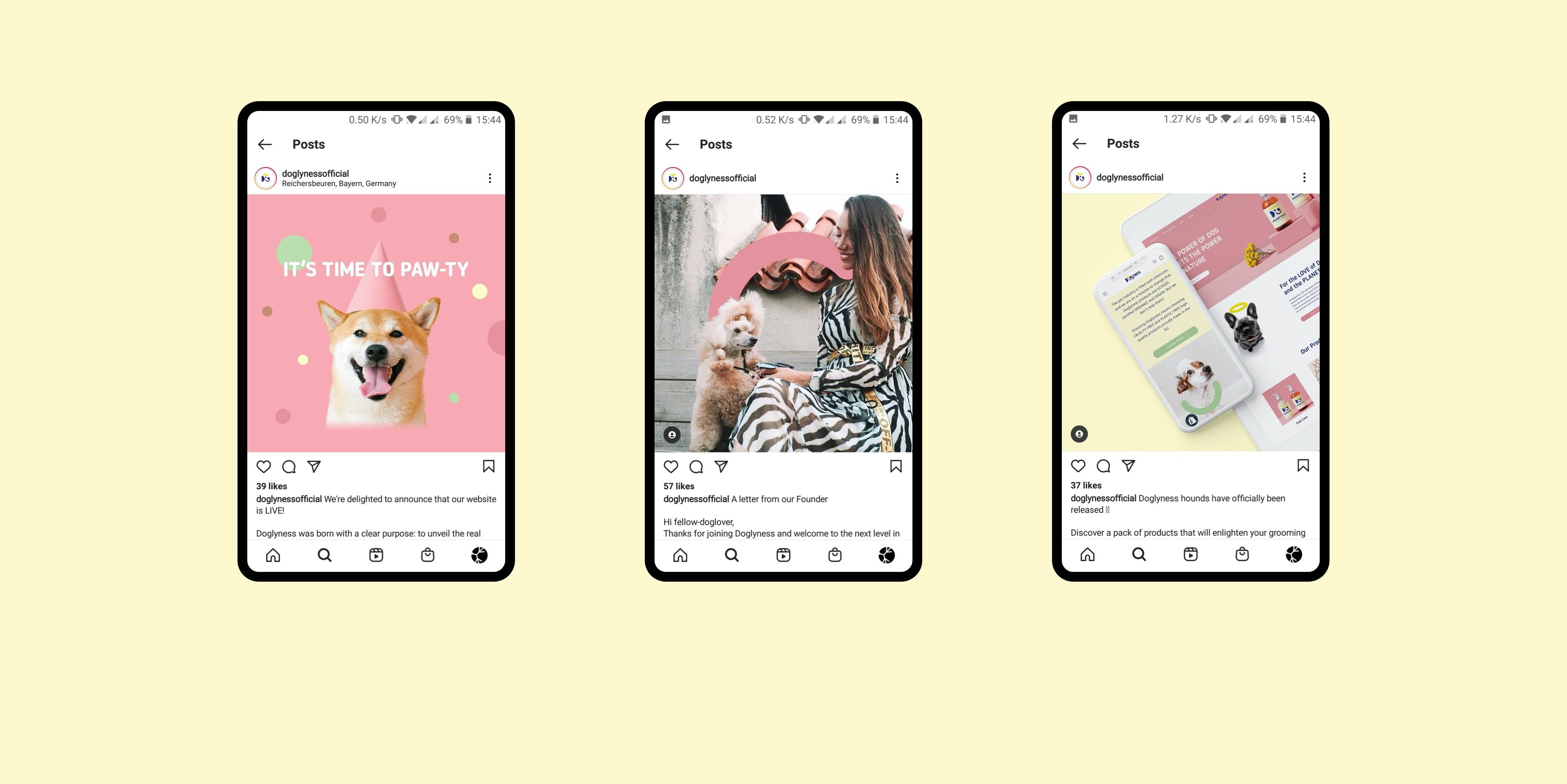 Social posts to announce Doglyness' website going live