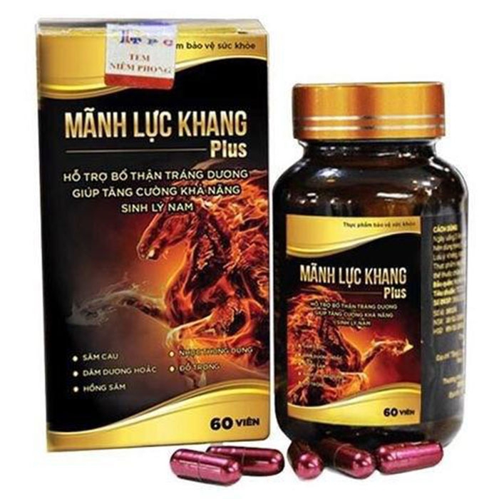 Thuốc bổ thận, tăng sinh lý nam Mãnh lực khang Plus, Hộp 60 viên