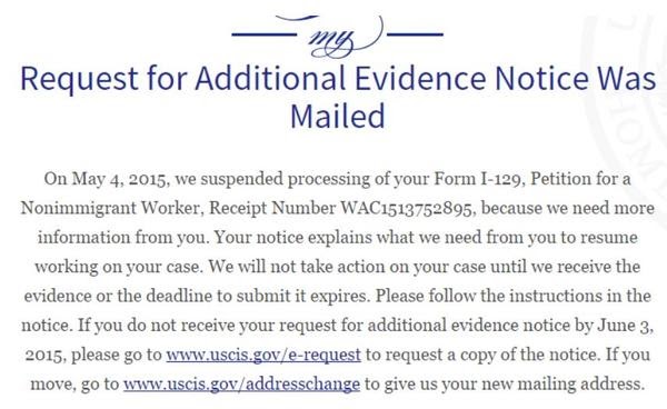 request for additional evidence notice