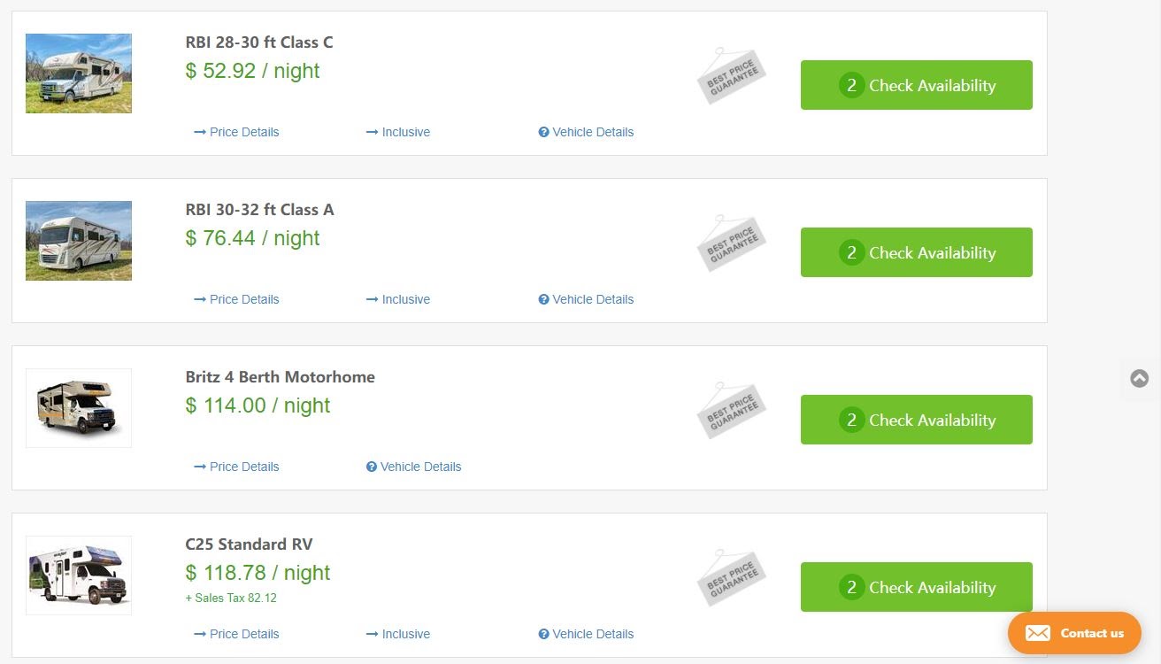 " USA RV Rentals" 网站