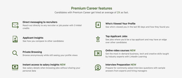linkedin Premium career features