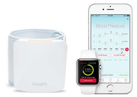 FDA-approved BP monitor with Hello Heart app on iPhone and Apple Watch