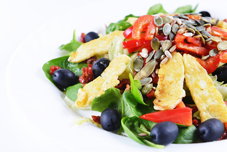 Eat salad with nuts or seeds not croutons to reduce BP and reduce stress