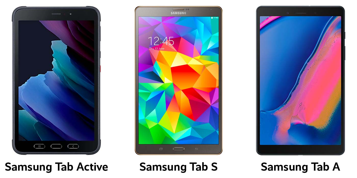 Different types of Samsung tablet