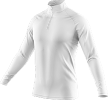 Custom quarter-zip pullover sweatshirt with logo and player number on the chest.