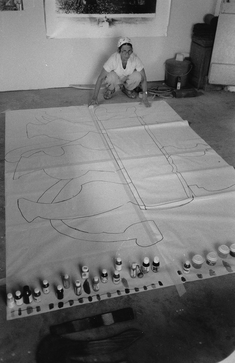 Betty Woodman working in her studio.