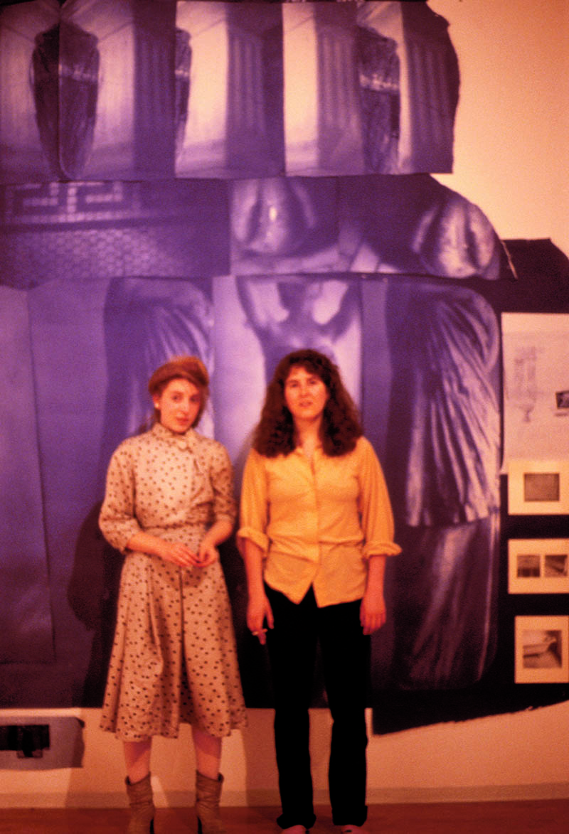 Francesca Woodman with friend Betsy Berne and Blueprint for a Temple, 1980, Alternative Museum, New York City