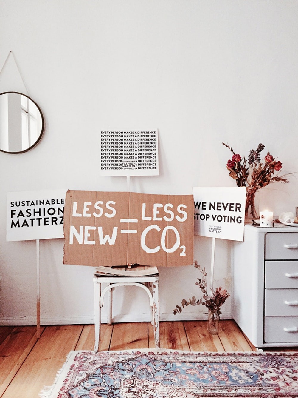 Posters supporting sustainable fashion.