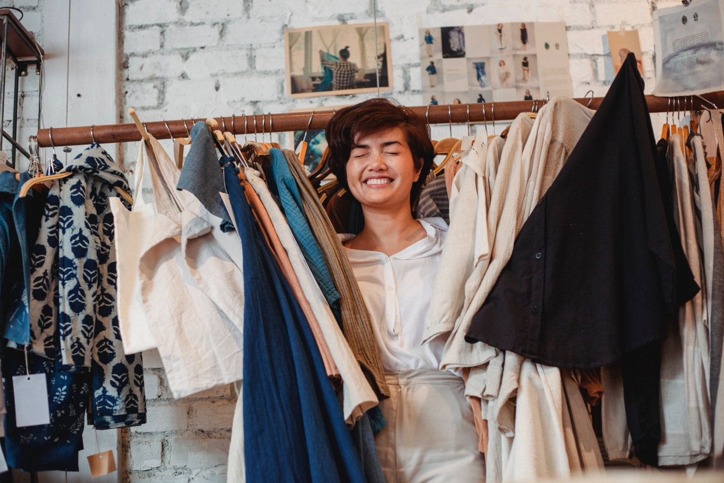 A female customer standing in a store