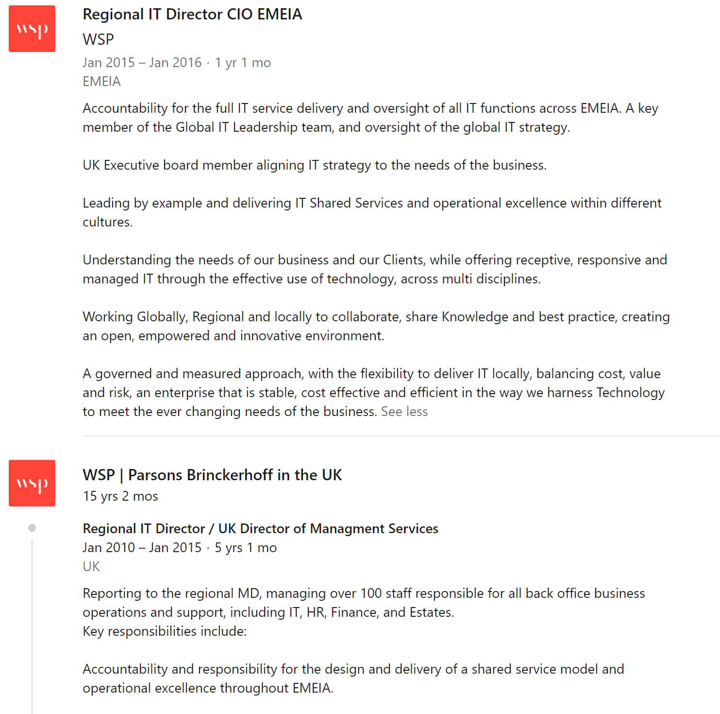 Ian Shearer Linkedin career history