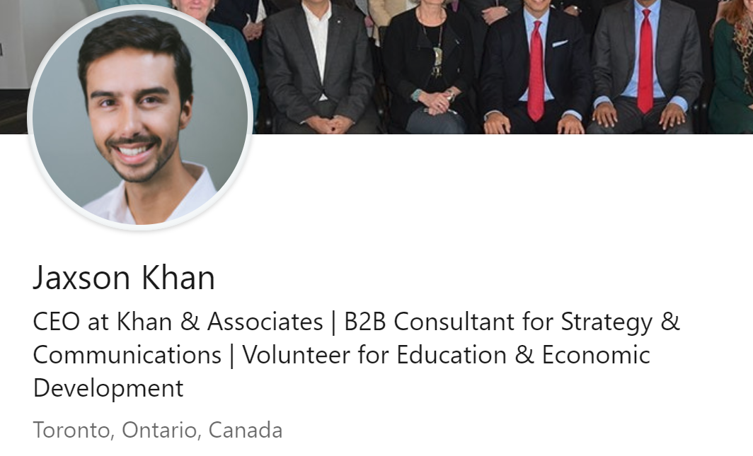 Jaxson Khan LinkedIn profile - after