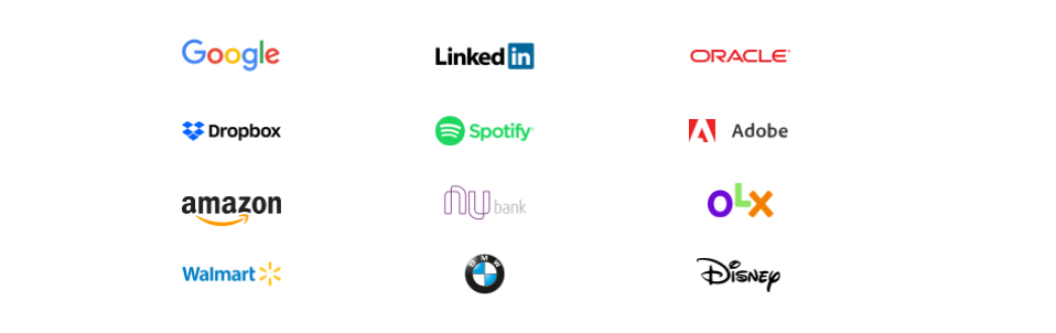 Empresas que utilizam OKRs: Google, LinkedIn, Oracle, Dropbox, Spotify, Adobe, Amazon, NuBank, OLX, Walmart, BMW e Disney.