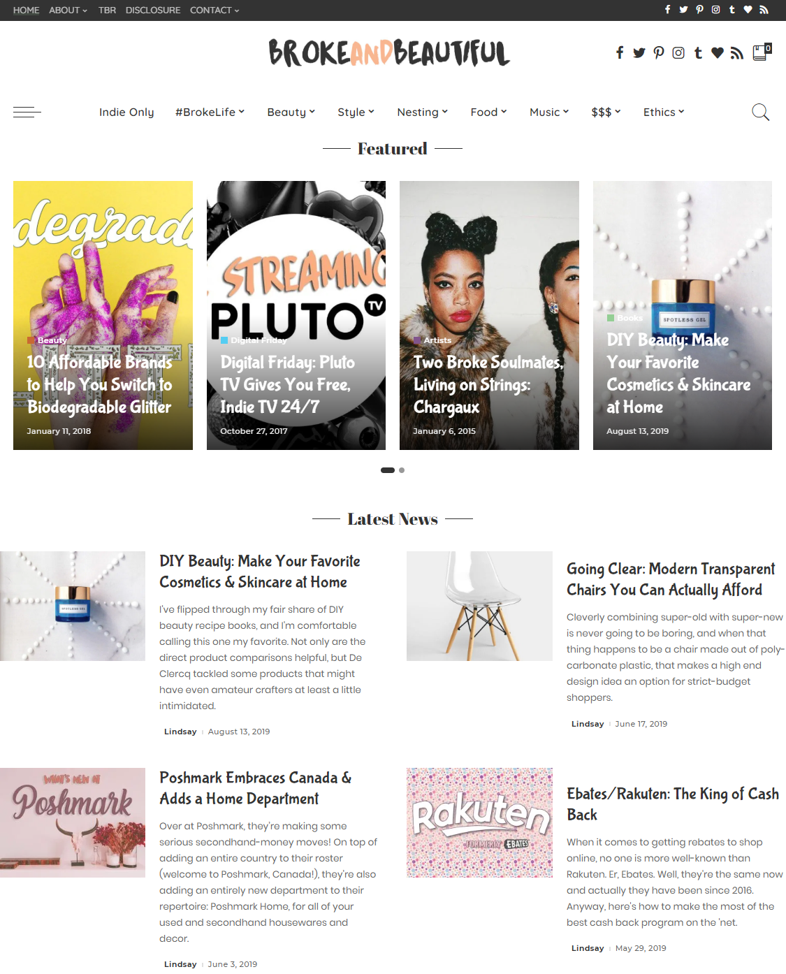 broke and beautiful website