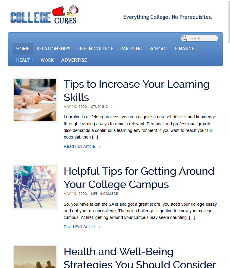 College Cures Website