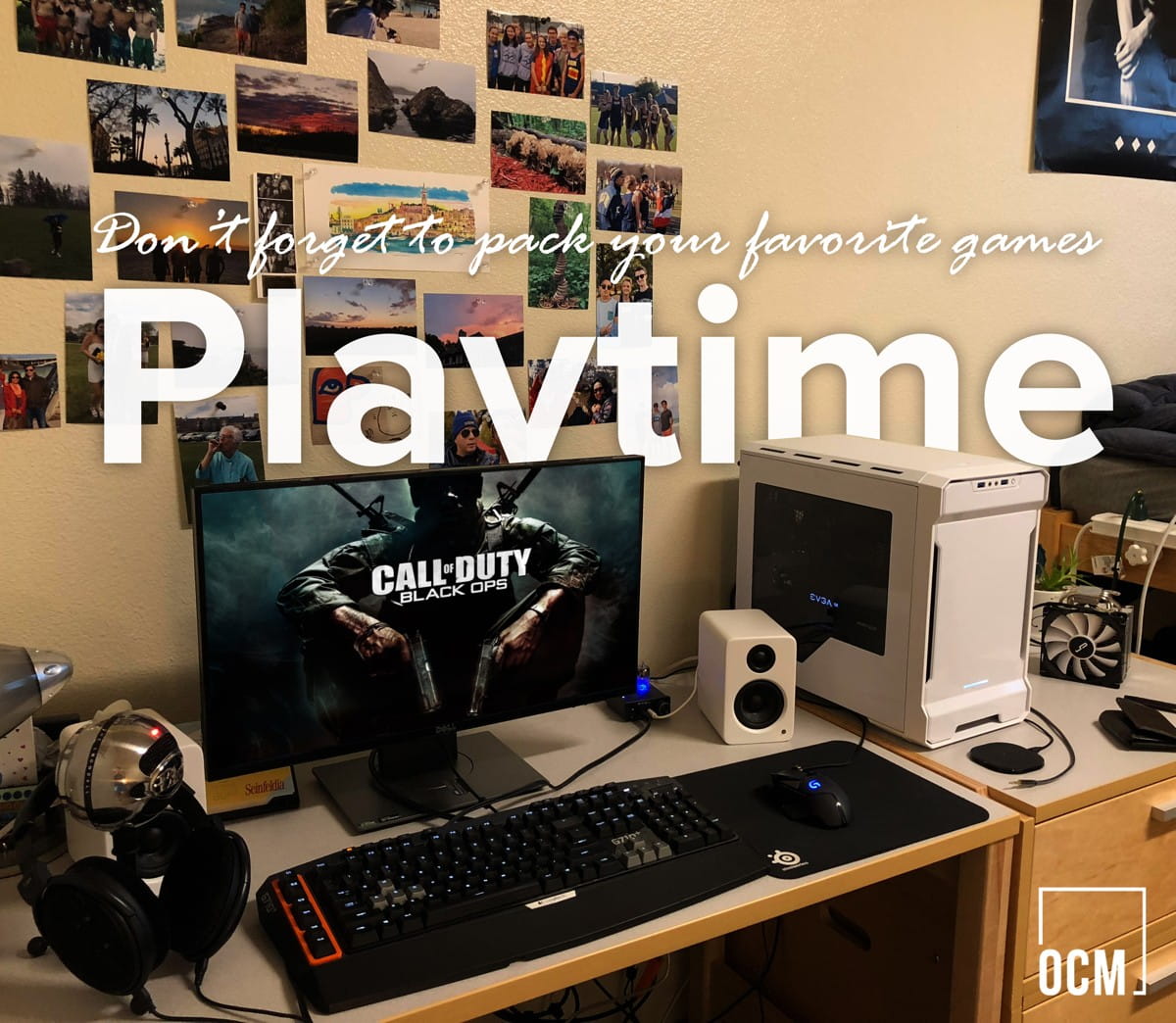 Dorm room setup for video games